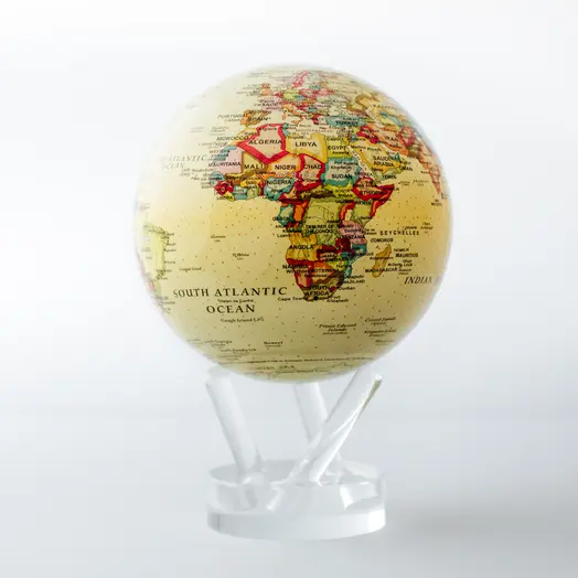 Carte politique jaune Globe terrestre