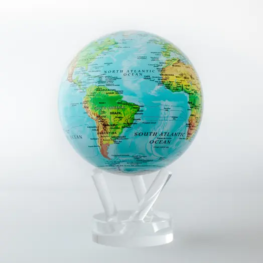 Globe terrestre carte relief bleu