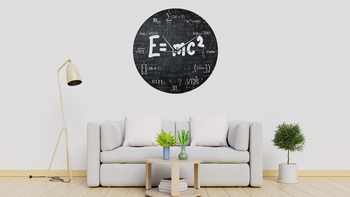 Horloge Murale Géométrie E=mc²