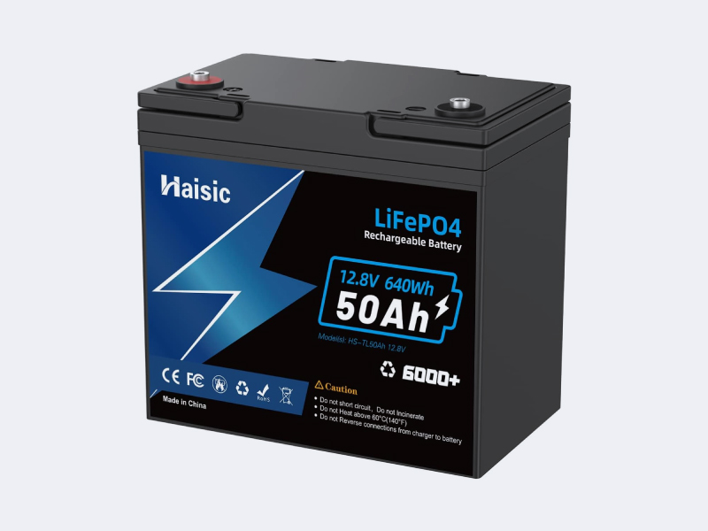 Batterie LiFePO4 12V 50Ah rechargeable pour kit panneau solaire avec cycle de vie de plus de 6000 fois et protection BMS