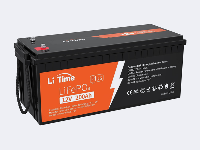 LiTime Batterie 12V 200Ah Plus Lithium LiFePO4 avec BMS 200A, 4000+ cycles profonds et durée de vie de 10 ans