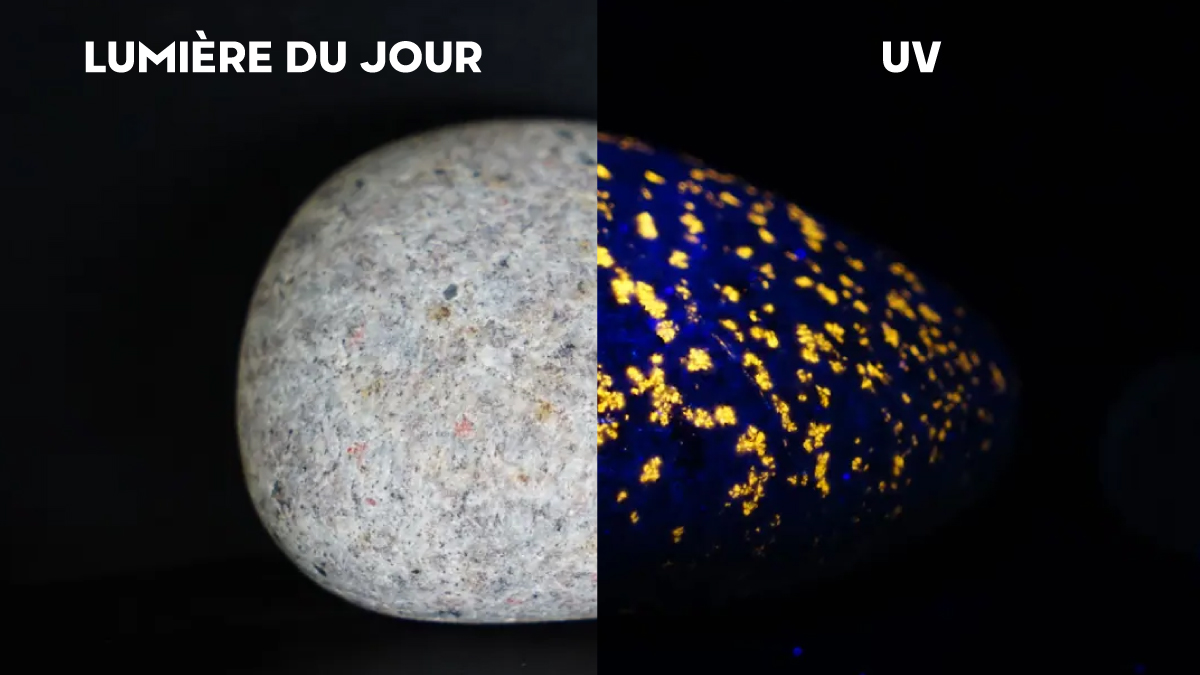 Yooperlite lumière jour vs UV